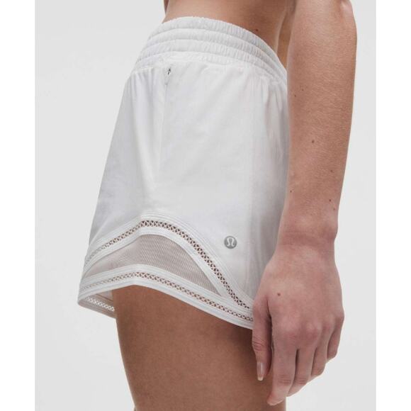 Lululemon Shorts Women 6 Hotty Hot High Rise Lined 4 Lace Trim Running Athletic - Picture 3 of 16